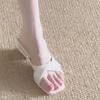 2025 New French Square Head Gentle Apricot Muller Shoes Summer Wear Thick Heel One-word Slippers Versatile Half Slippers