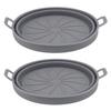 2 Pcs Silicone Air Cooker Pot With Handle Round Fryer Liner Tray Replacement for Kitchen Cooking Accessories 21cm Grey