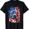 Retro Pitbull Dog _ American Flag Indepedence Day July 4th T Shirt