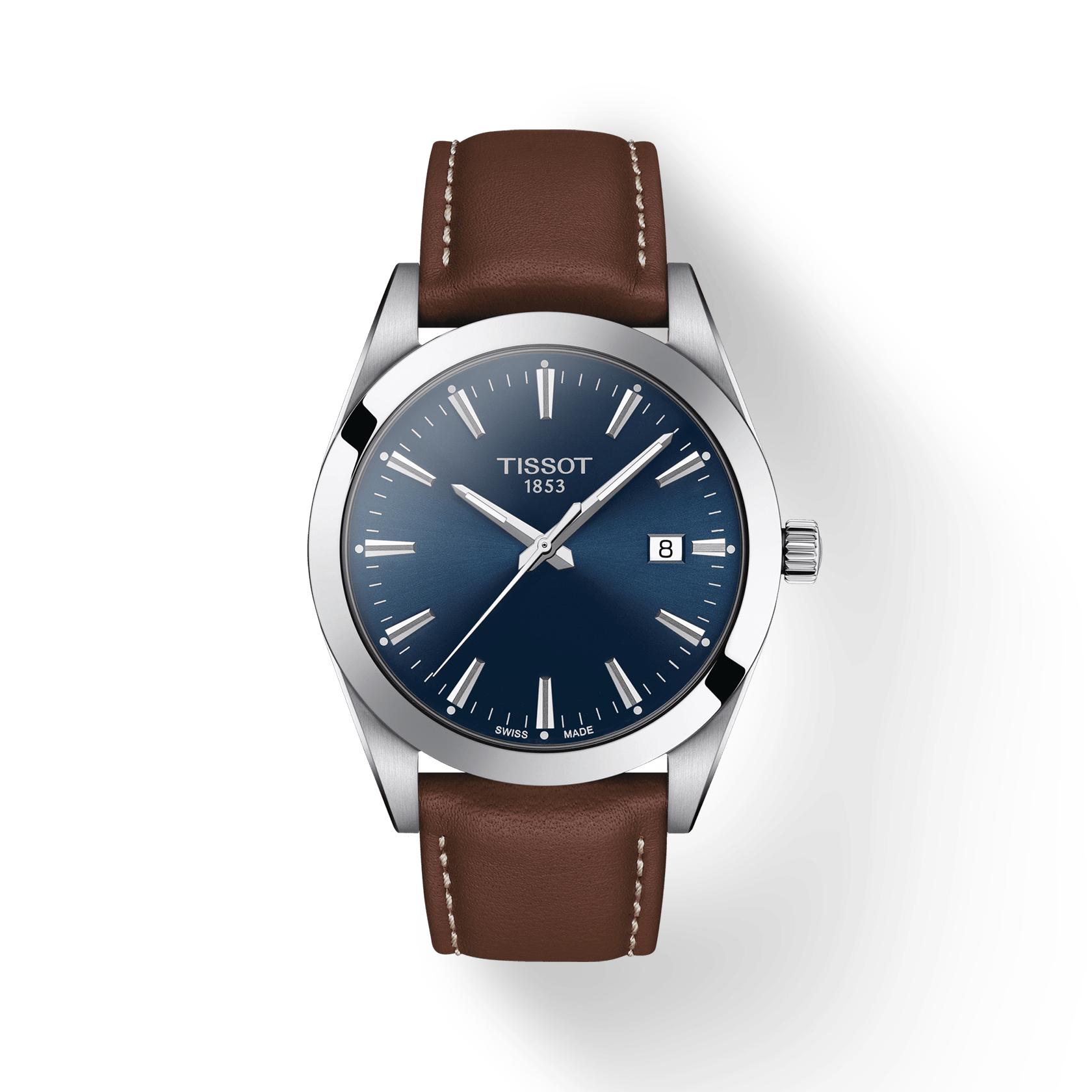 Tissot Leather Strap blue Dial Men s Fashion Watch T127.410.16.041.00 синий