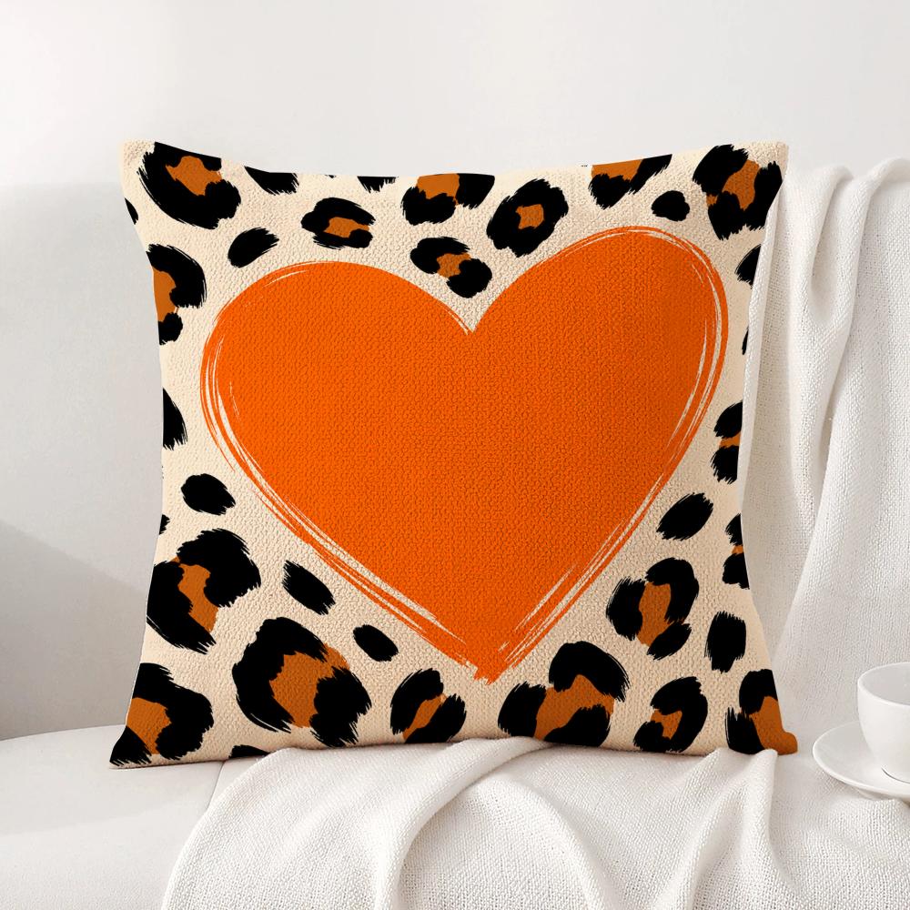 Leopard Print LVOE Cushion Cover Linen Organic Fabric DoubleSided Printing Sofa Breathable Home Decor Gift Pillow Case