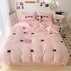 Girls Pink Bedding Set with Bow Korean Breathable Duvet Cover No Filler Flat Sheet Pillowcases Mix Color Comforter Cover Set