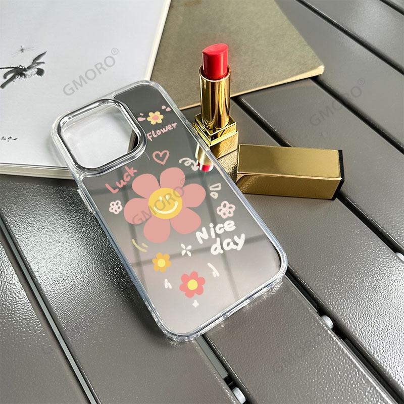Sunflower Apple 16promax mirror mobile phone case smiley face 17pro mobile phone case does not deform 15p fashion