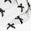 Black Birdcage Veil Fascinator Hairband With Bows Detail Wedding Hair Accessory Retro Theme