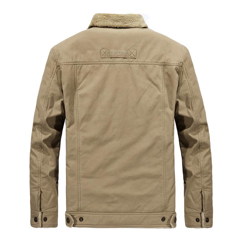 Vinterjacka i kashmir löst lamm förtjockad jeansjacka för män