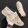 2024 New Classic White Men's Fisherman Loafers Fashion Print Canvas Shoes Man Flats Espadrilles Breathable Male Summer Footwear