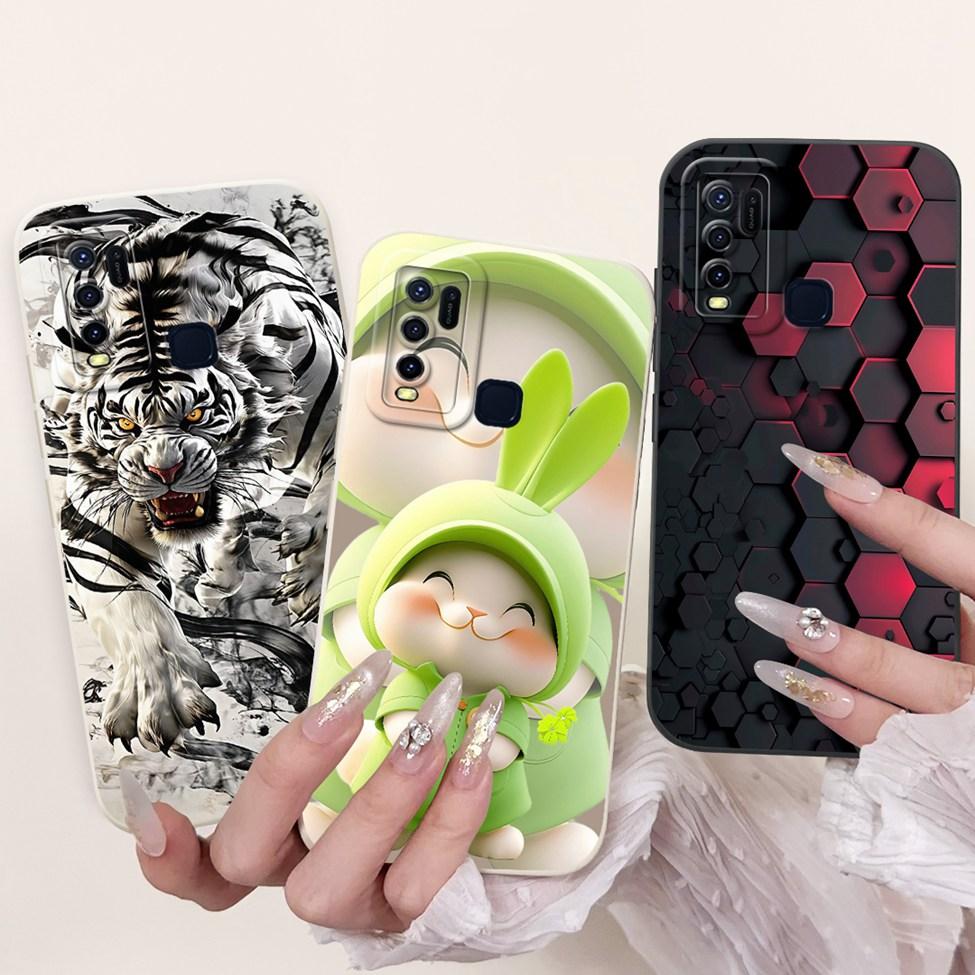 For Vivo Y30 1938 Case Y50 1935 Luxury Flowers Kawaii Cute Funny Painted Silicone Shockproof Phone Case For Vivo Y50 Back Cover