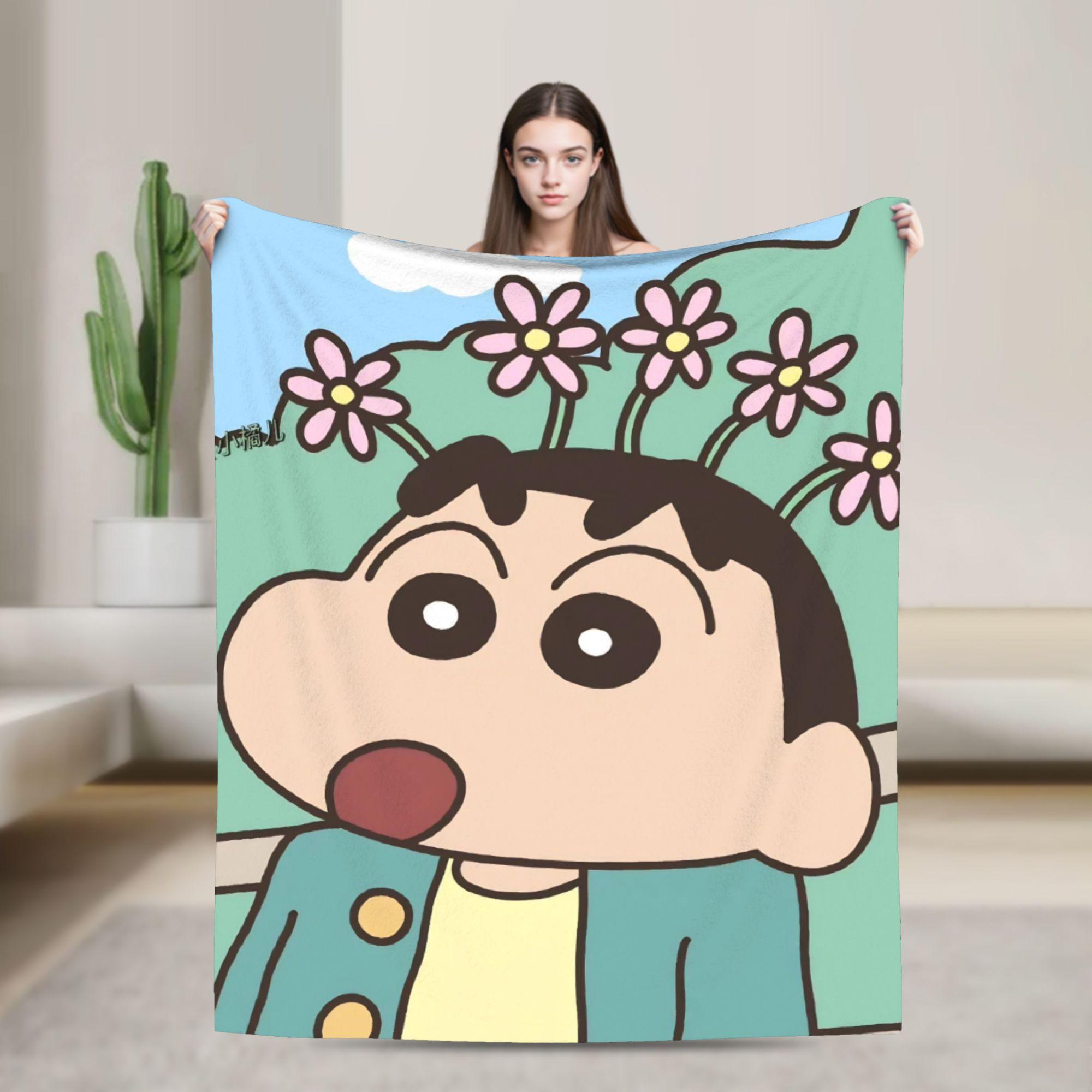 Crayons Shin Chans Anime Blanket Flannel Decoration Portable Warm Throw Blanket for Home Outdoor Rug Piece 75X95CM