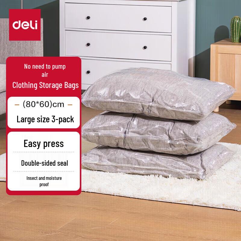 Deli No-Pump Vacuum Compression Storage Bags CN plug (adapter included)