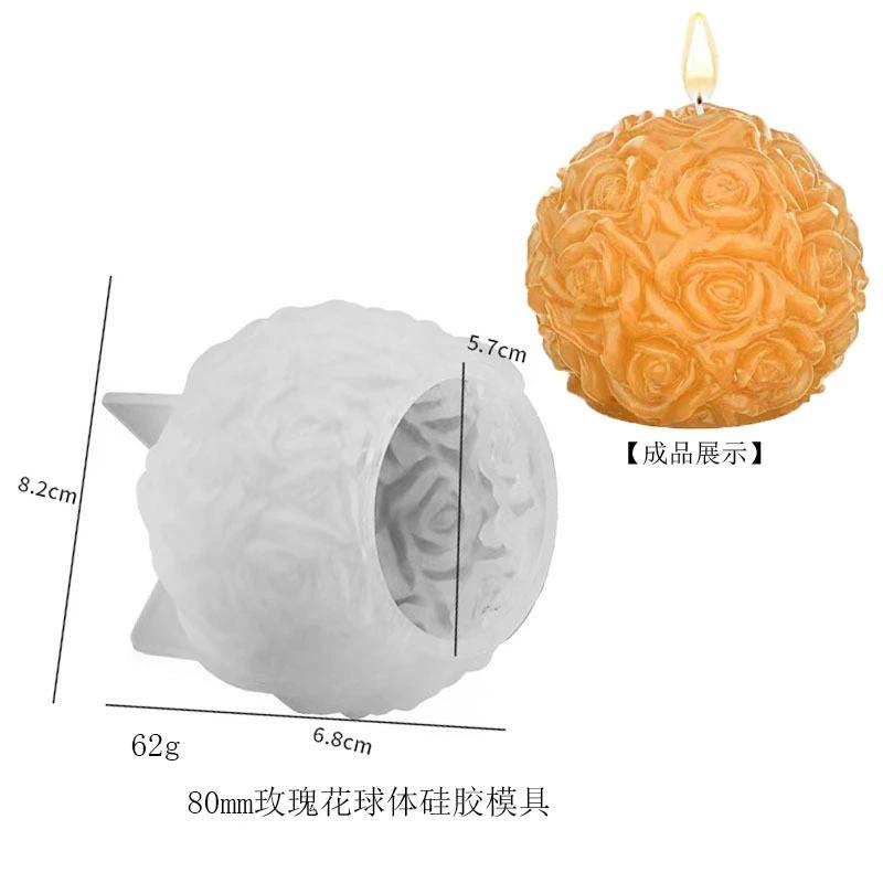 3D Rose Ball Candle Aromatherapy Mold DIY Valentine's Day Casting Mold Creative Elegant Candlestick Stand Home Wedding Decor