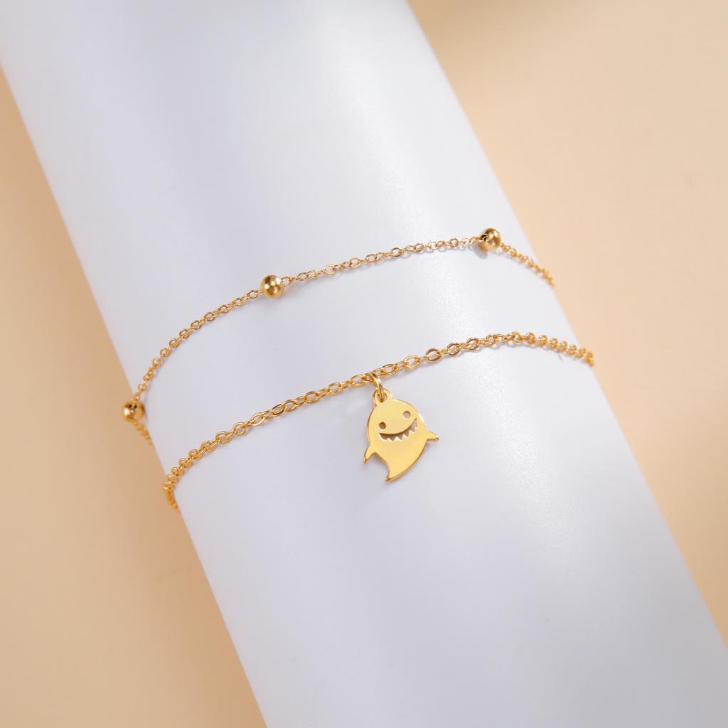 Cazador Barcelona Flower Bracelet Stainless Steel Smile Leaves Bow Tie Planet Charm Double Layer Beads Chain for Women Jewelry