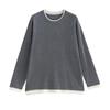 Chuyu Women's Faux Two-Piece Contrast Knit Top