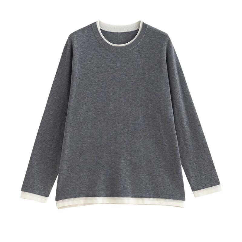 Chuyu Women's Faux Two-Piece Contrast Knit Top