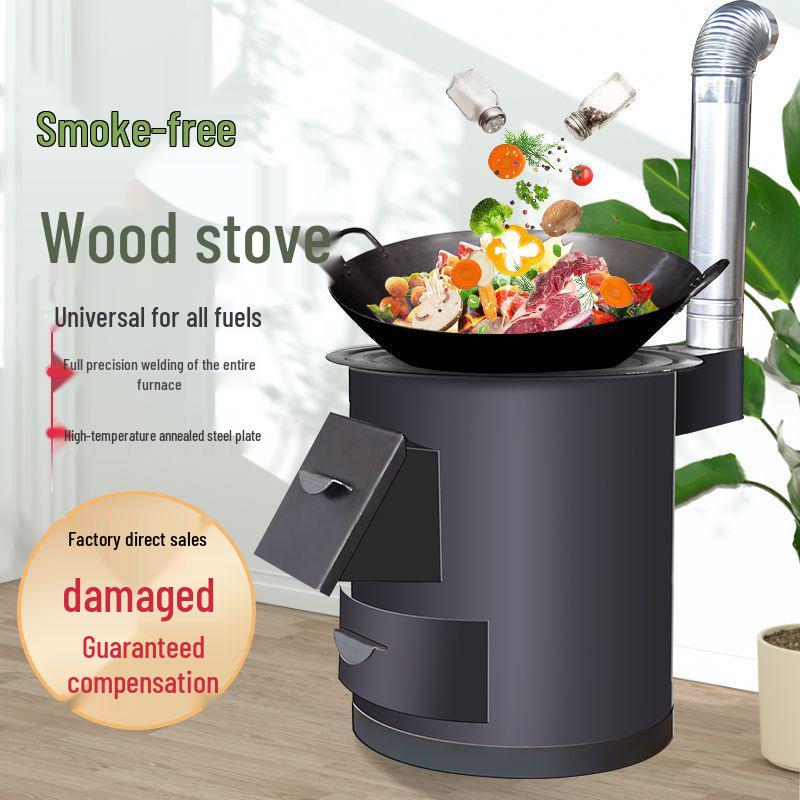 Portable Smokeless Wood-Burning Firewood Stove for Efficient Heating