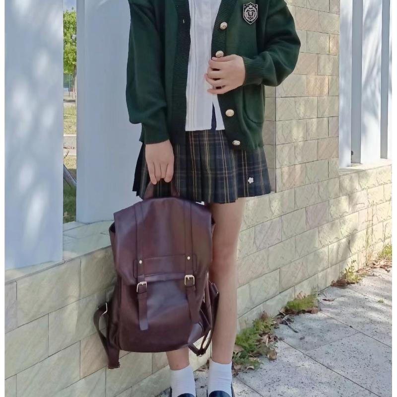 Vintage PU Leather Women's Backpack Female High Quality Leisure Double Shoulder Bags Fashion College Style Students School Bags