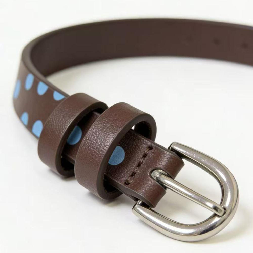 Leather Material Polka Dot Belt Polka Dot Pattern Retro Polka Belt Designer Leather Belt For Women