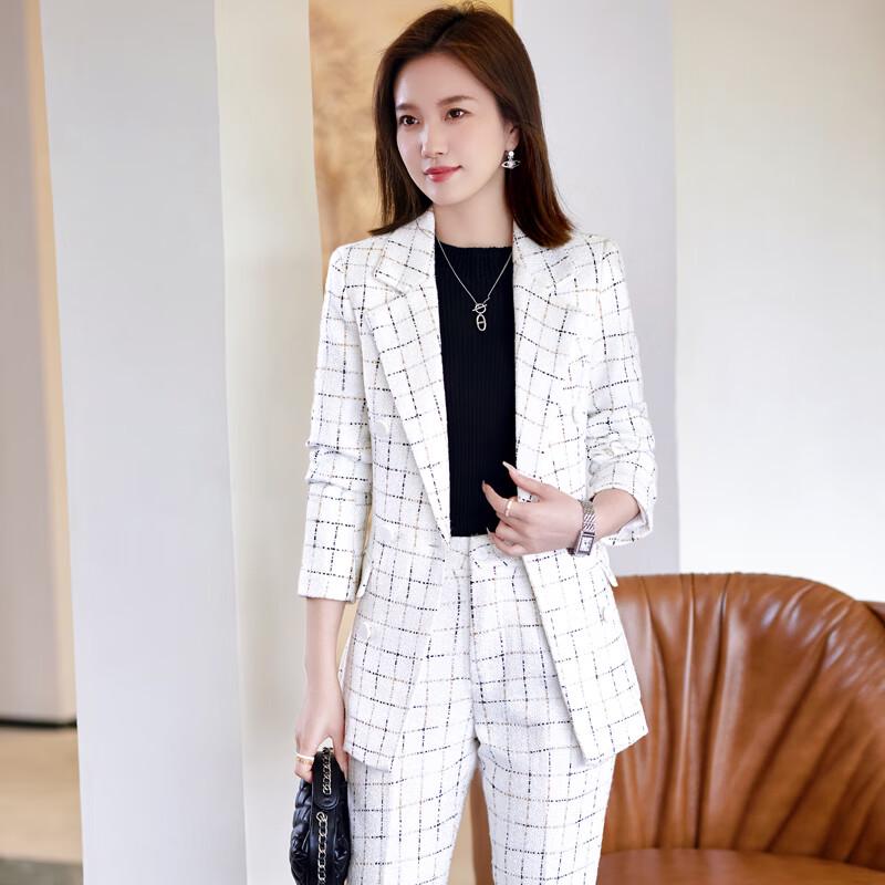 Teloram Tweed Plaid Women's Suit Set
