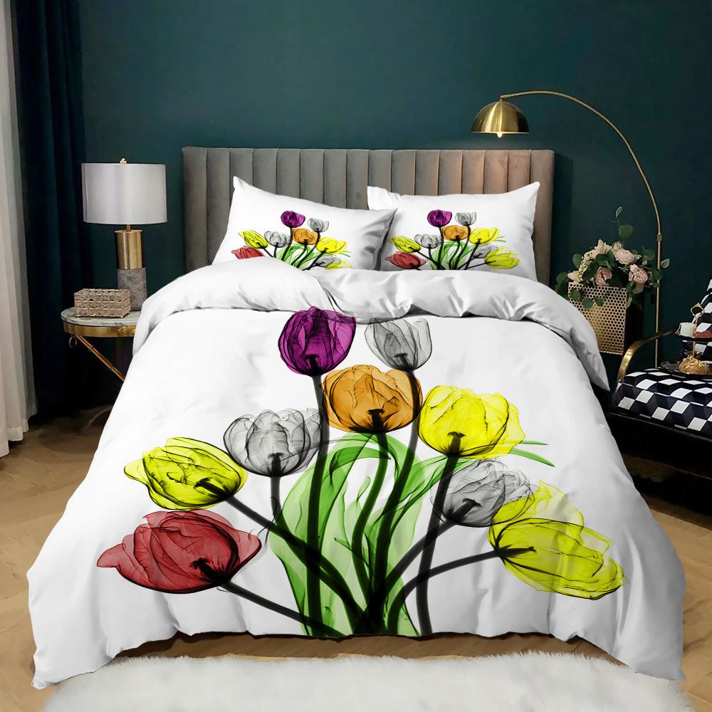 

Morning Glory Pattern Three-Piece Set Flower Theme Duvet Set Suitable For Boys And Girls Bedroom 135 * 200 (two-piece set)