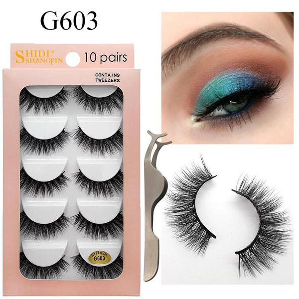 10 Pairs/set Mink False Eyelashes Set Natural False Eyelashes Fake Lashes Long Makeup Reusable Extension Eyelashes for Beauty