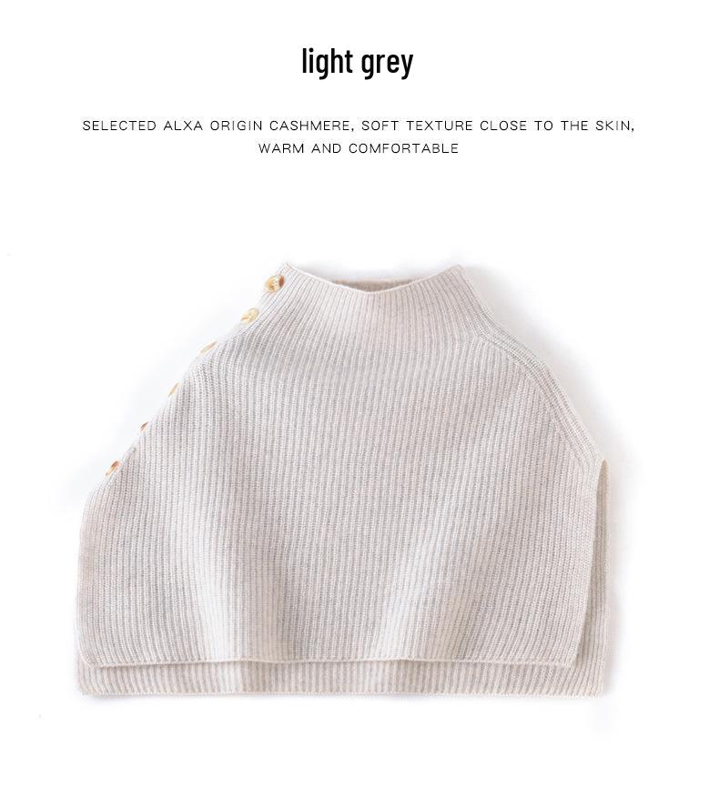 Cross-Stitch Button-Up Shawl for Women - Autumn/Winter Warm Knit Wool Scarf & Pullover Outerwear