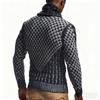 Men's Casual Solid-color Patchwork Style Long-sleeved High-neck Sweater, Men's Scarf Leather Button-down Pullover Knitted Sweater