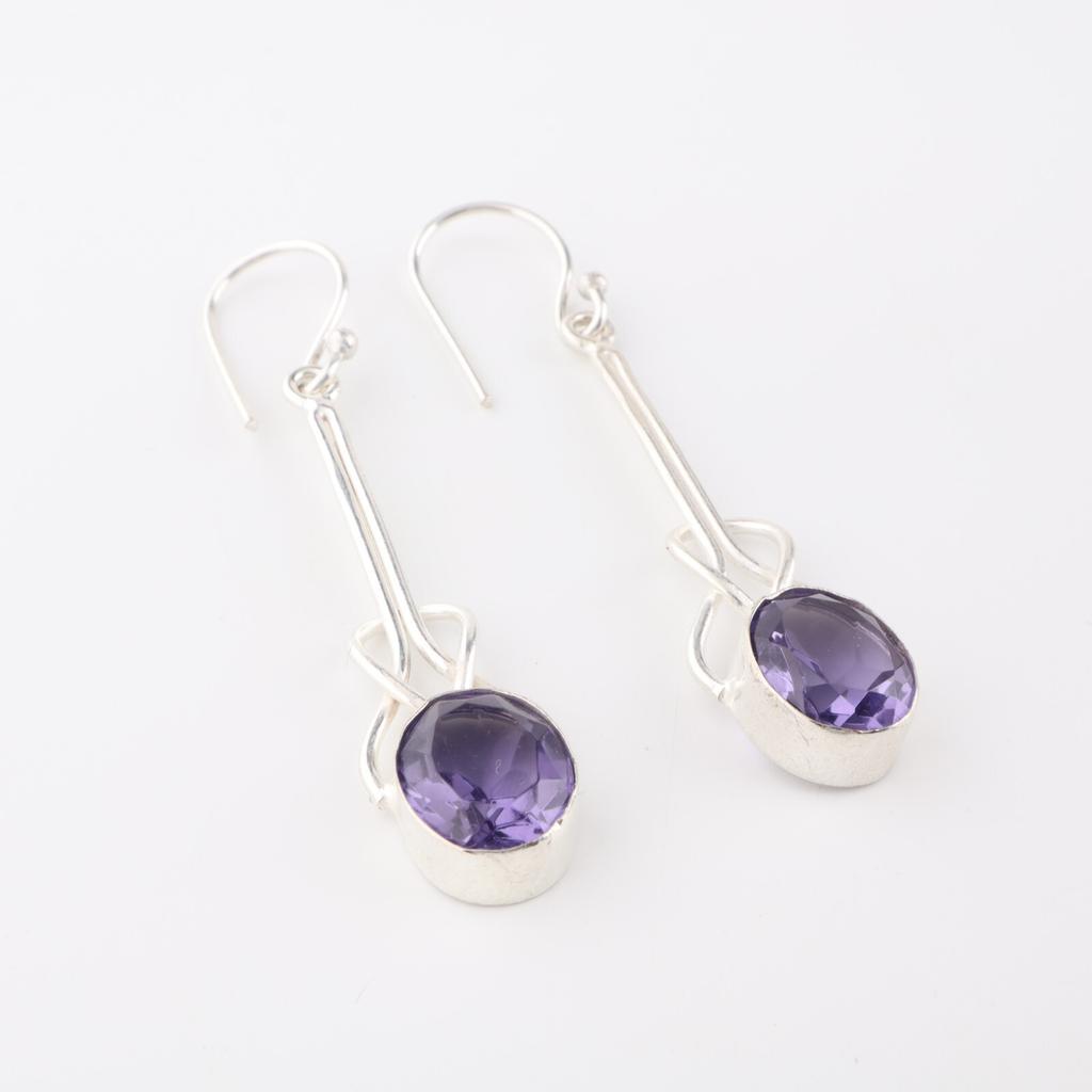 Iolite Gemstone 925 Sterling Silver Jewelry Handmade Drop/Dangle Earrings 1.76" EE-171-5