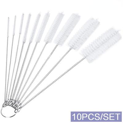 10Pcs/Set Long Straw Cleaning Brush Nylon Cleaning Bottle Brush Cleaning Brushes Tube  Kit Tool