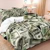 3pcs 3D Money Print Duvet Cover Set, Breathable Polyester 100% Bedding with Zipper Closure, Machine Washable, Digital Printed