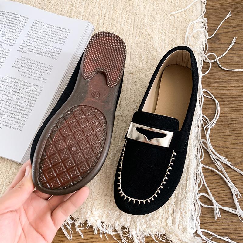 Fashion Comfortable Rubber Flat Mom Shoes 2025 New Spring Autumn Soft Bottomed Bean Shoes For Middle-Aged And Elderly Women