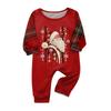 Christmas-print long-sleeve and long-pant matching family loungewear set