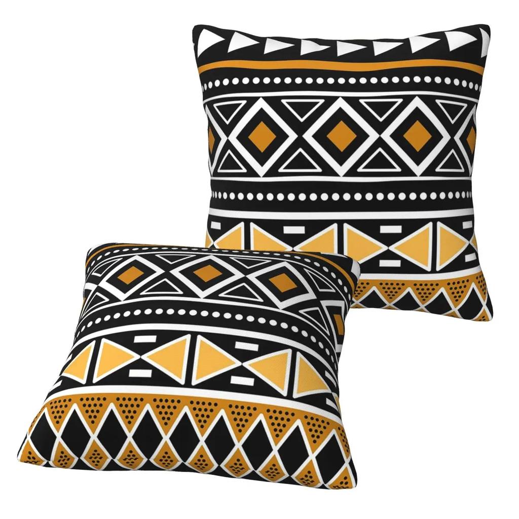 African Bogolan Africa Ethnic Tribal Art 2 Pcs Square Pillowcase Pillow Cover Cushion Zip Decorative Throw Pillow For Home Car