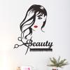 Abnehmbarer Mädchen Friseursalon PVC Aufkleber mit Schere Beauty Center Kamm Design Friseursalon KTY