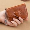 New Fashion Harajuku PU Leather Heart Buckle Wallet Keychain Mini Bag Multi-card Anti-magnetic Card Holder Travel Cash Coin Bags