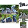 Elegant Black And Silver Three-section Dragon Sculpture Perfect For Garden Art Displays