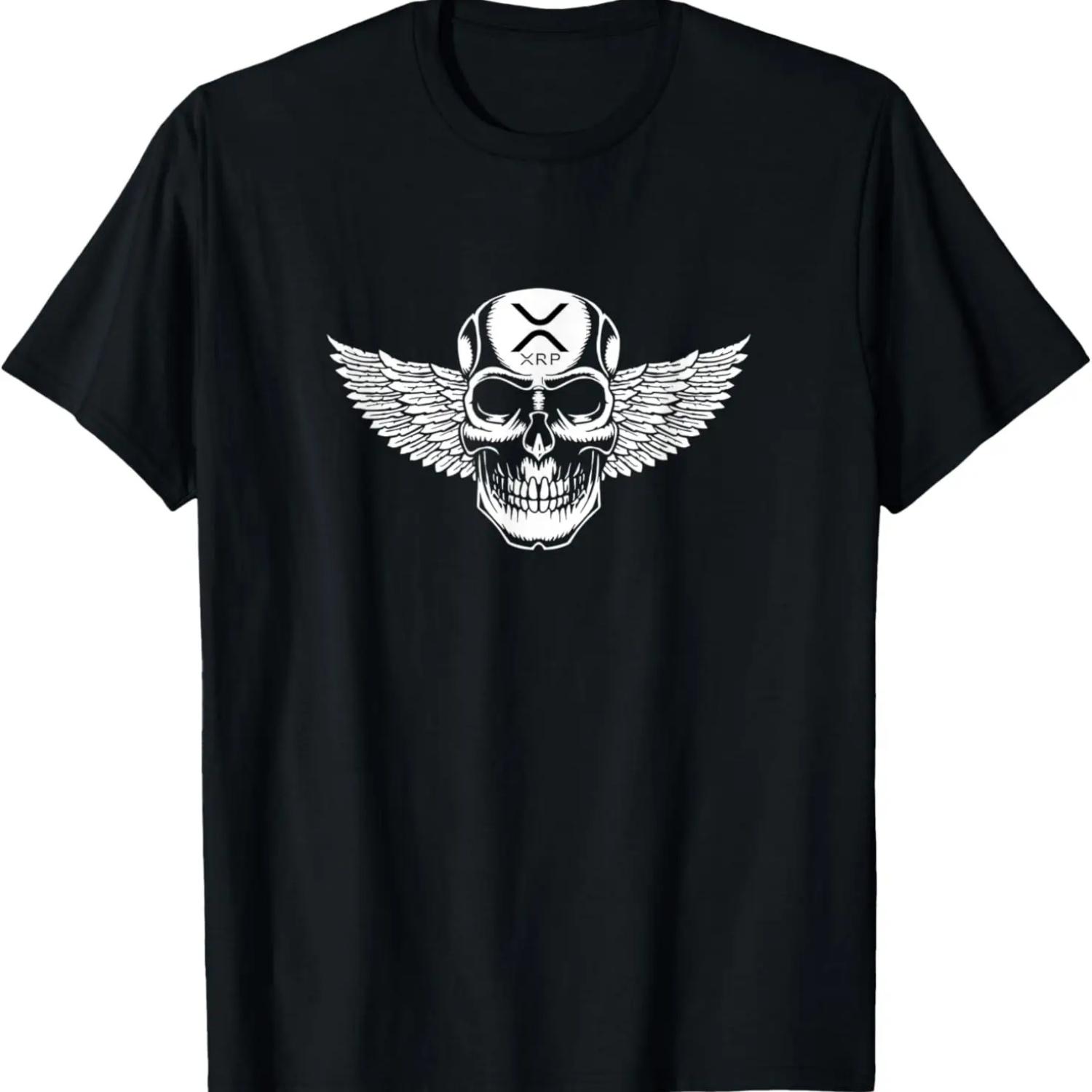 XRP Death Angel Crypto Biker Skeleton Skull T-Shirt S