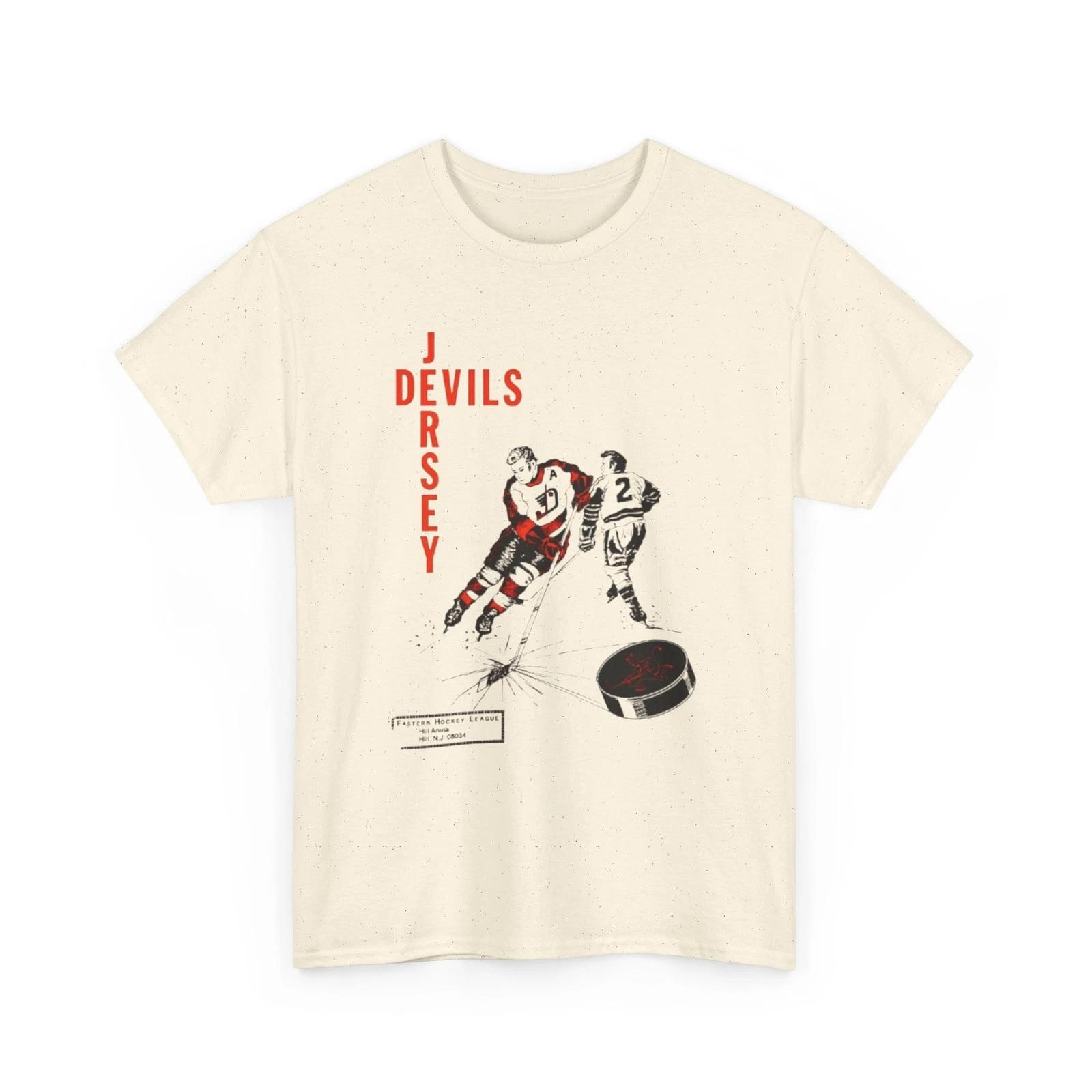 Defunct EHL Jersey Devils Hockey Printed T shirt Sports Newark Stanley Cup 4XL