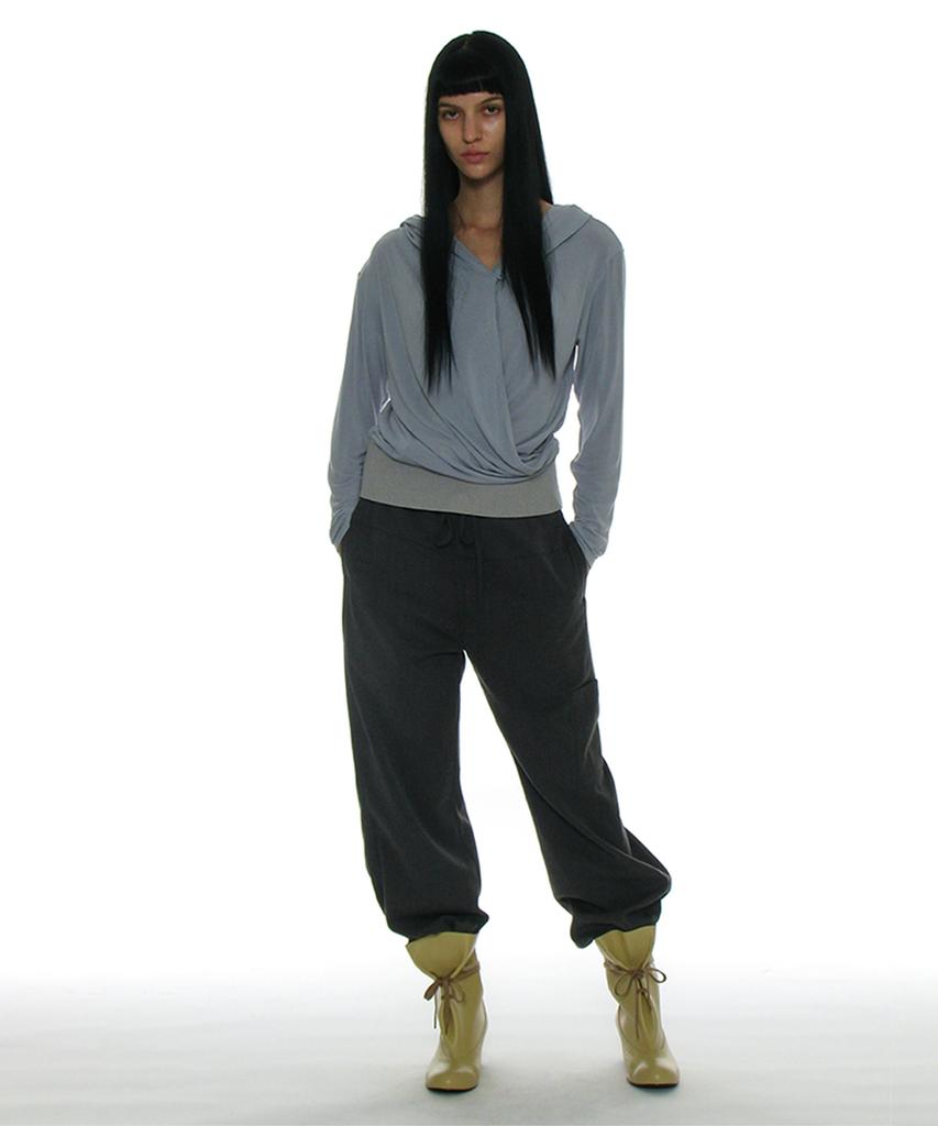 PARTIMENTO WOMEN Drawstring Rounding Slacks_Gray