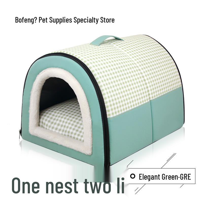 Winter Cozy Semi-Enclosed Washable Dual-Use Pet Nest for Cats & Small Dogs