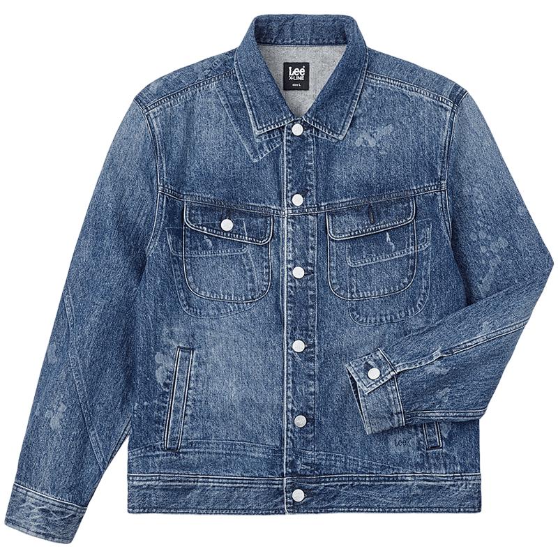 

Lee Men s Dark Blue Digital Print Denim Jacket M