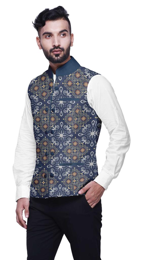 Atasi Artistic Printed Wedding Jackets For Men Nehru Jacket Waist Coat For Wedding & Festive