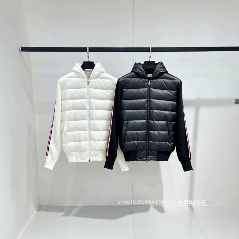 Unisex Winter Cotton-Padded Jacket With Hooded Collar Knit Patchwork Design Loose Fit Daily Wear