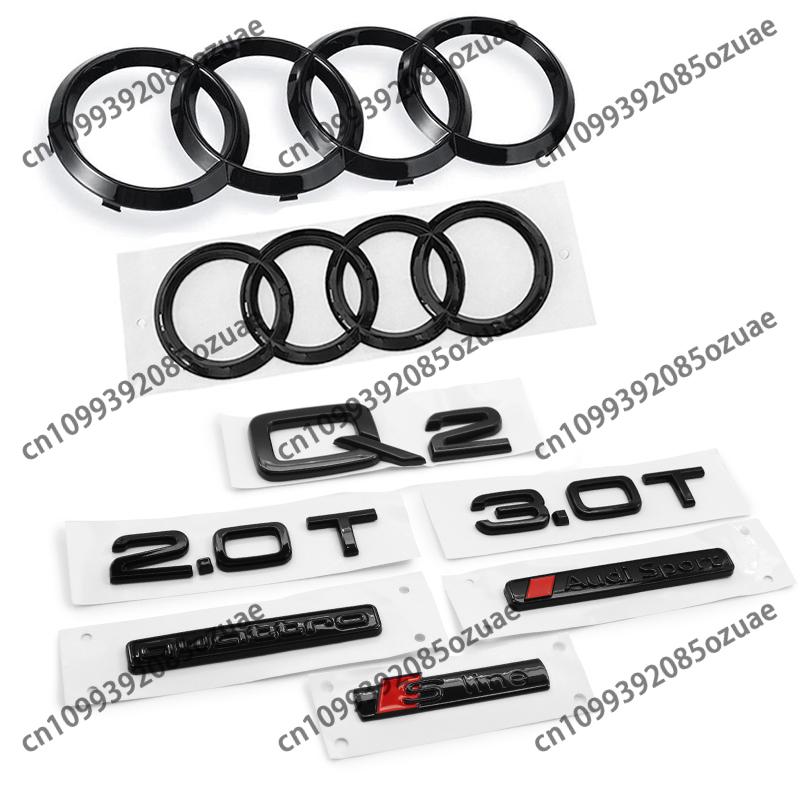 ABS 4Ring Logo 285mm 202mm Car Hood Front Bonnet Grill Rear Trunk Emblem Badge Sticker S Line For new Q2 2016-2018 Accessories
