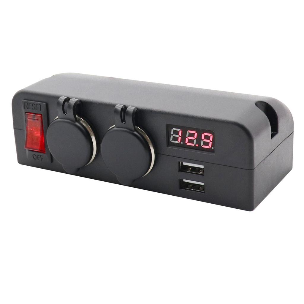 12V/24V Car Charger Socket Panel Dual USB Ports RV Switch Button Vehicles