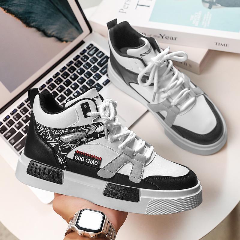 Men Shoes Sneakers High Top Mens Casual Shoes Luxury Breathable Men Walking Shoes Trend Leather Shoes for Men Running Shoes Male Footwear