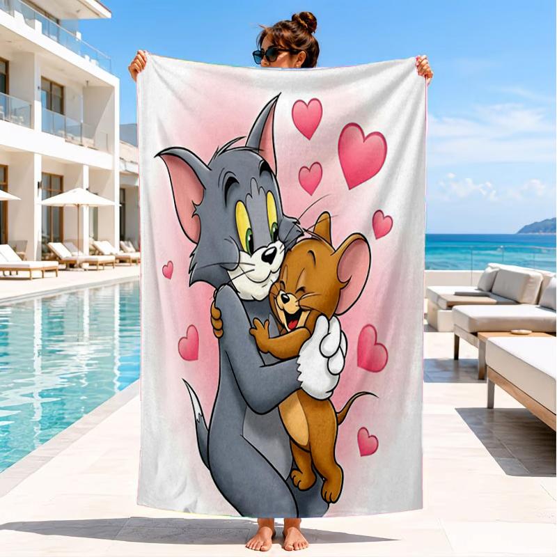 Cat And mouse Romance Beach Towel, Super Soft Microfiber, Perfect Gift for Her/Him, Birthday, for Pool, Beach, Travel, Decor Beach Party