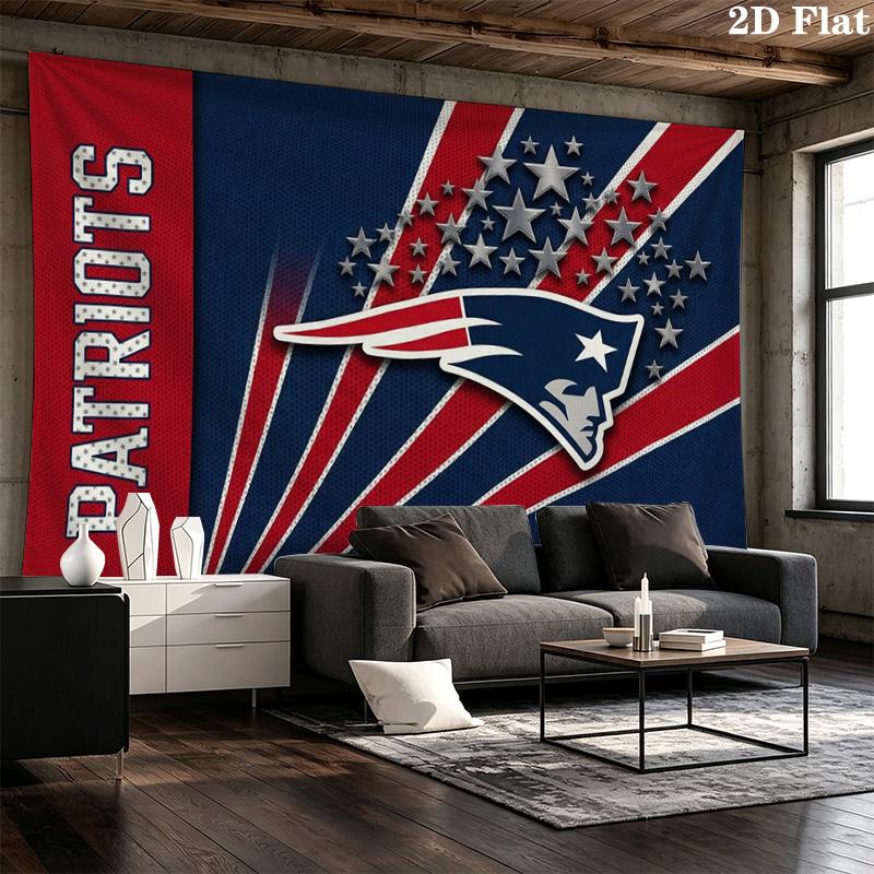 New England Patriots Logo Wall Tapestry Aesthetic Wall Hanging Printed Fabric Blanket Decorative Tapestries for Bedroom Living Room Home Decor