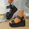 Fashion Women's Wedge Heel Open Toe Sandals Platform Thick Soled High-heeled Banquet Women's Casual Outdoor Comfortable Beach Sandals