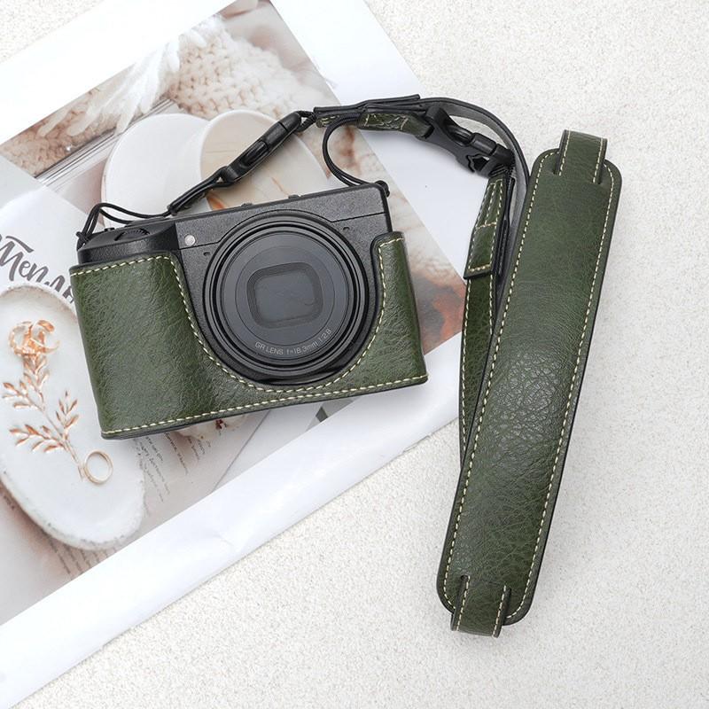 PU Leather Camera Case Ricoh GR3 GR3X GR4 Compact Digital With Adjustable Strap Shoulder Wrist