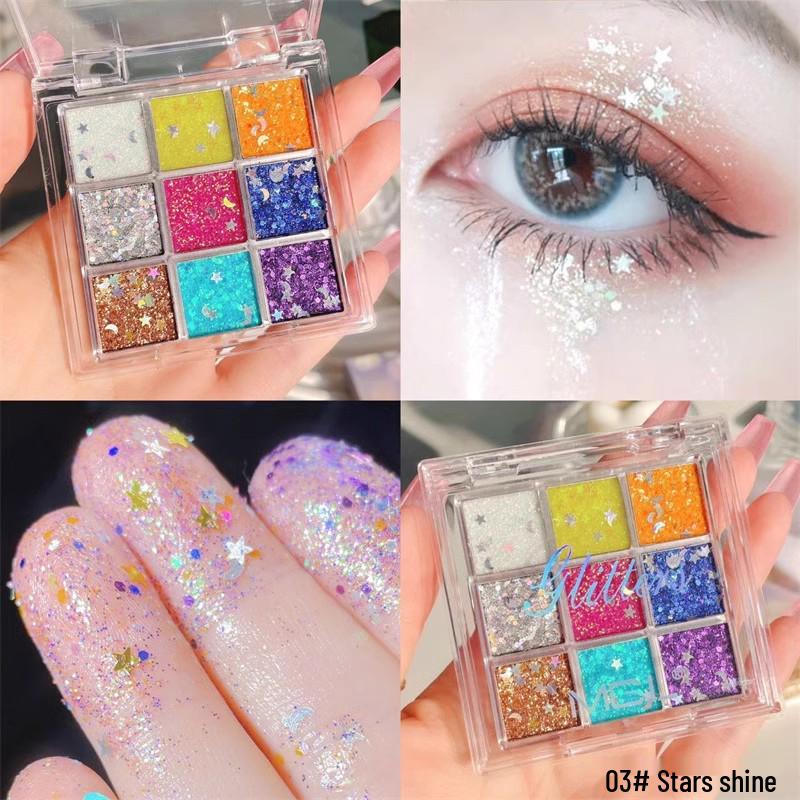 Xibei June 1 Stage Makeup: 12-Color Student Eyeshadow Palette with Pearlescent and Glitter Finish