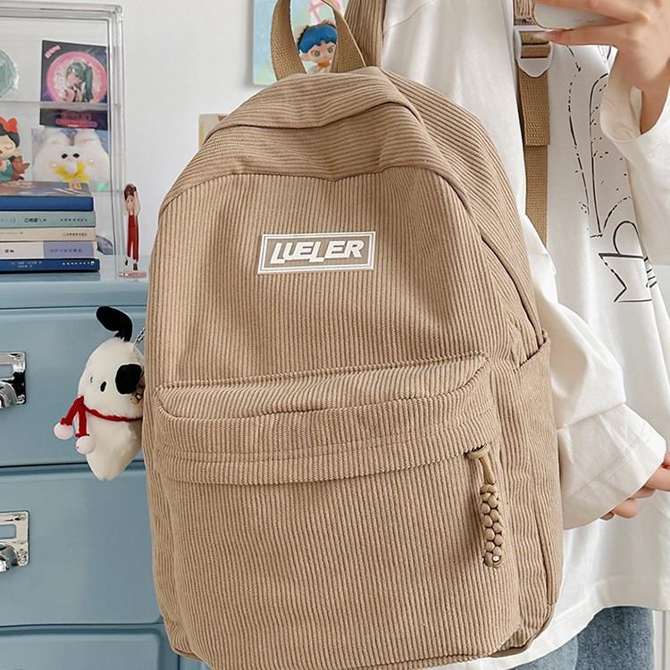 Schoolbag corduroy bag women's backpack 1011 new casual versatile female college student junior high school schoolbag women's backpack